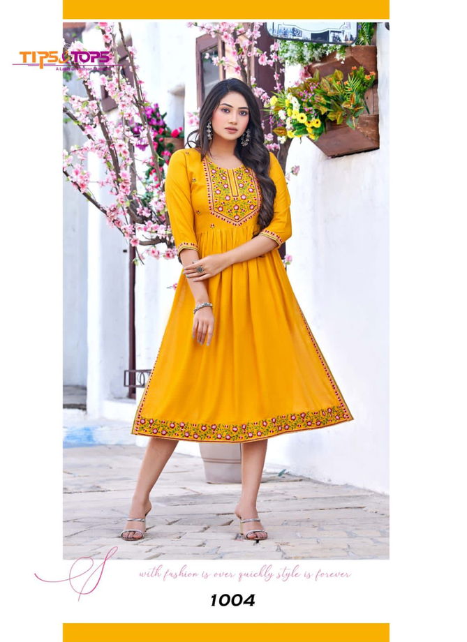 Tips And Tops Nyra Ethnic Wear Wholesale Anarkali Kurti Catalog
